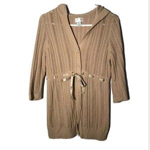 Motherhood Maternity Cable Knit Cardigan tan color size Medium #47